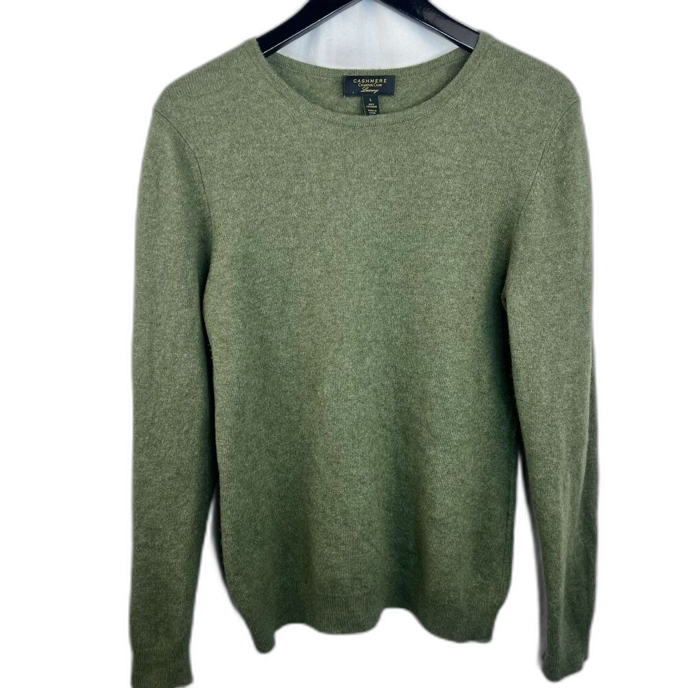 Charter Club Women's 100% Cashmere Green Soft Stretchy Luxury Knit Sweater Large